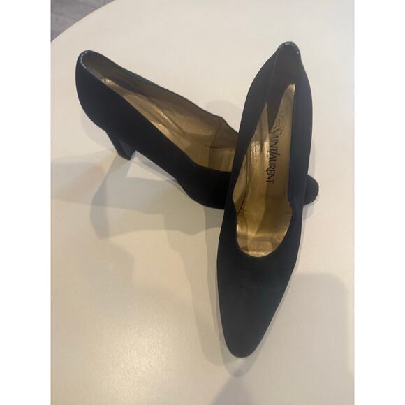 Vintage Yves Saint Laurent Black Platform Heel Pumps Size 8 - Picture 1 of 10